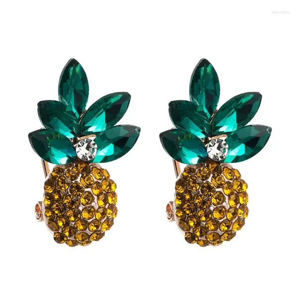 Boucles d'oreilles étalon 2024 Fashion Summer Metal Rhingestone Pineapple Holiday Party Simple Jewelry Women's Cute Accessories Gift