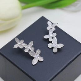 Boucles d'oreilles étalon 2024 TREND Classic European Luxury Jewelry for Women Cherry Blossoms Flowers Pin Pile