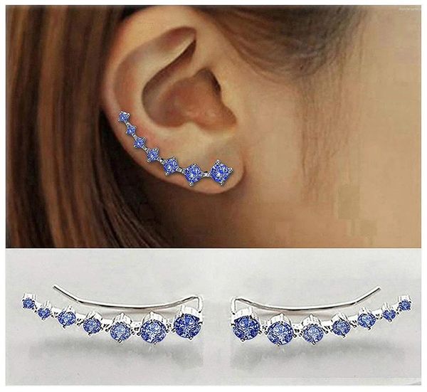 Pendientes de botón 2024 Trend Ear Cuffs Hoop Climber S925 Plata de ley Hipoalergénico Pendientes de cristales de moda