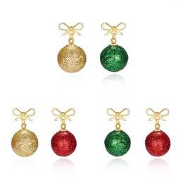 Pendientes de tuerca con forma de bola para mujer, aretes brillantes con forma de bola y lazo, Bombilla de imitación creativa, regalos para fiesta de Navidad, 2024