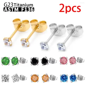 Boucles d'oreilles en titane 20G G23 pour femmes, bijoux de perçage en cristal à la mode, petit 3MM 4MM 5MM F136