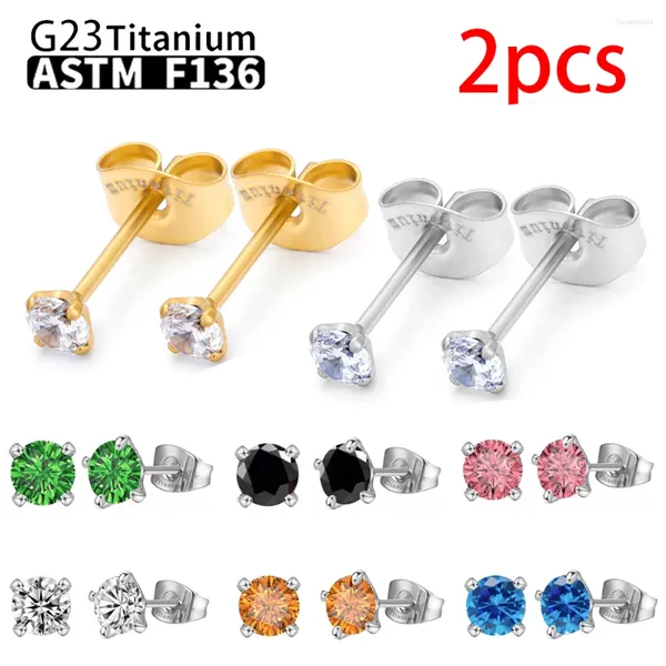 Boucles d'oreilles en titane 20G G23 pour femmes, bijoux de perçage en cristal à la mode, petit 3MM 4MM 5MM F136