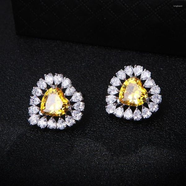 Boucles d'oreilles de luxe en forme de cœur, 20mm, pavé de Micro zircone, robe de mariée pour femmes, bijoux de tous les jours à la mode, E8015