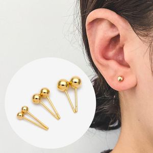 Boucles d'oreilles à tige, 20 pièces, boule simple en laiton plaqué or 3/ 4/ 5mm (GB-1479)