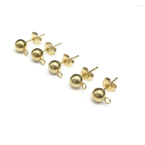 Boucles d'oreilles à clous, 20 pièces/lot, breloque en acier inoxydable, 4mm/6mm/8mm, pour bricolage, résultats de fabrication de bijoux