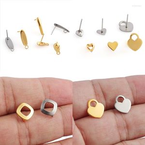 Pendientes de tuerca 20 piezas de acero inoxidable poligonal con Base dorada, almohadilla de gancho, joyería DIY para hacer suministros, hallazgos YanQi