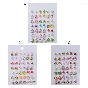 Boucles d'oreilles à clous, 21 paires, coloré, petit Animal de mer, dessin animé, hippocampe, fleur, femelle, métal, N2UE