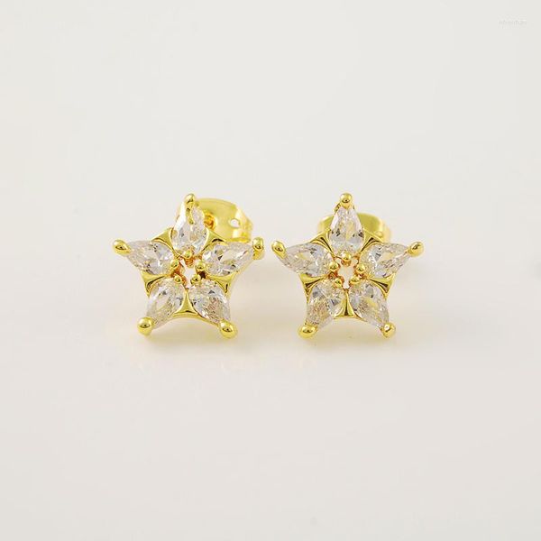 Pendientes de botón Chapado en oro de 24 quilates Piercing Gun Star Joyería de alta calidad Accesorios de color amarillo Regalos