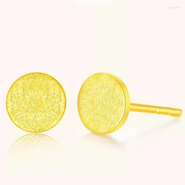 Boucles d'oreilles de goujon 24k Yellow Gold Femmes 999 Round