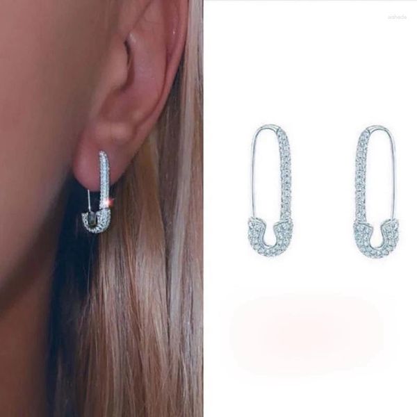 Pendientes con pasador de seguridad S925 de 28 y 7mm con circonita de alta calidad para mujer, joyería de fiesta de marca a la moda, Color negro