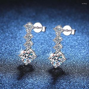 Stud Oorbellen 2ct Moissanite Kwastje Vrouwen 925 Sterling Zilver D Kleur Moissanite Diamanten Oorstekers Geplatineerd Pass Gift