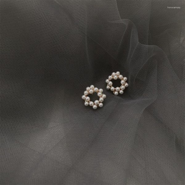 Boucles d'oreilles à tige 2 paires en argent sterling 925 broche perle française personnalité tempérament bijoux féminins
