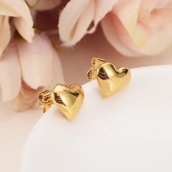 Ohrstecker, 2 Paar, süße Baby-Mädchen, romantischer Stil, Schmuck, Gold, Hochzeit, Afrika, Liebe, Herz-Ohrring für Frauen, Geschenk