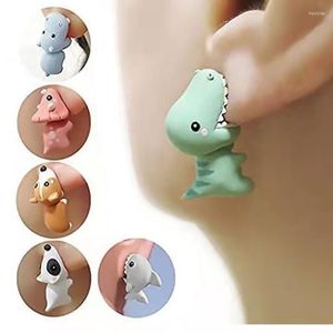 Boucles d'oreilles 2pcs Animaux mignons bouchées d'oreille Cartoon Soft Clay Dinosaur Party Fun Cadeaux