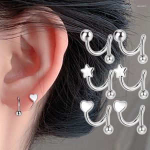 Boucles d'oreilles en acier inoxydable, 2 pièces, mignons clous d'oreille torsadés en spirale, Piercing de langue, cœur étoile Helix, bijoux cadeaux