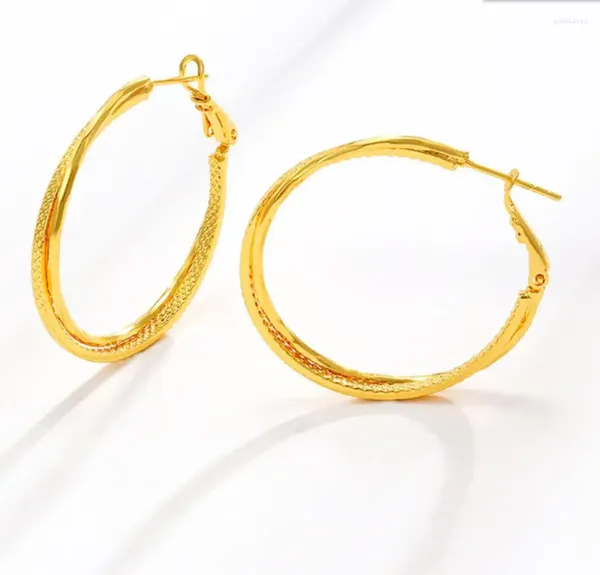 Pendientes de tuerca 2 uds. De aro chapado en oro para mujer, orejera Simple impermeable, joyería hipoalergénica F1839