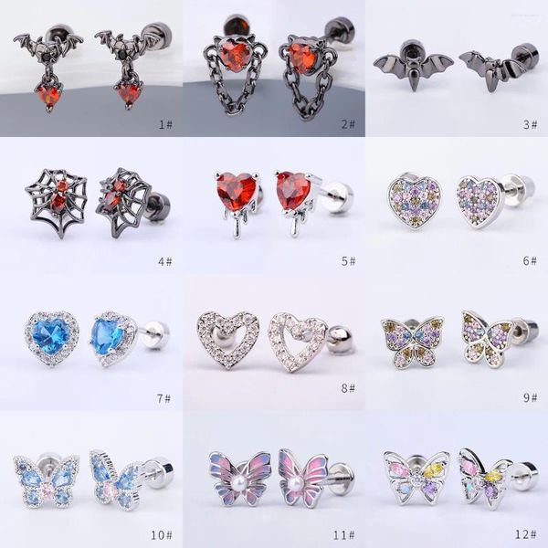 Boucles d'oreilles étalon 2pcs / lot 316l zircon cartilage ensemble lèvre lèvre perçage lobe d'oreille en vrac