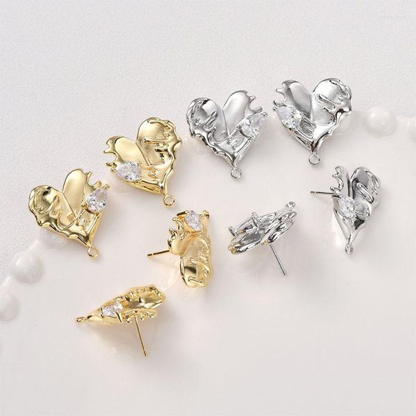 Boucles d'oreilles à tige 2 pièces amour peut ajouter pendentif breloques plaquées or pour la fabrication de bijoux bricolage accessoires en laiton femmes