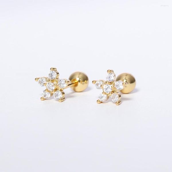 Pendientes de botón 2 uds, pendientes de tuerca de circonita de cristal con flores de acero inoxidable para mujer, joyería para Piercing de cartílago con cuentas de tornillo de pétalo