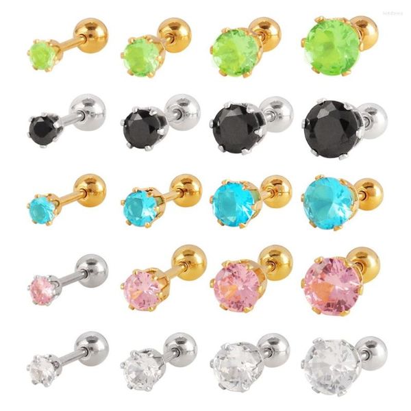 Boucles d'oreilles 2 pièces Tragus Cartilage boucle d'oreille en acier inoxydable Zircon Piercing bijoux femmes pour hommes Punk fille bijoux mode