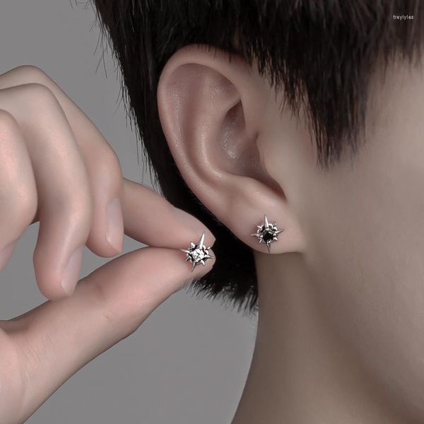 Pendientes de tuerca 2 uds Trend Hook Star para hombres personalidad negro Hip-hop par acero inoxidable hombre mujer joyería de fiesta