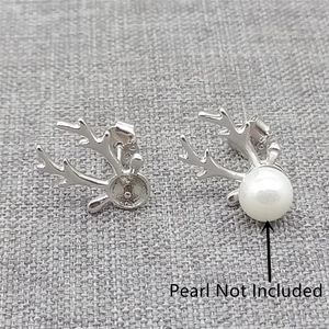 Boucles d'oreilles 2prs de 925 Sterling Silver Rendeer Oreing Posts rhodium plaqué pour perles