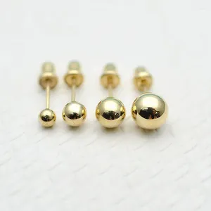 Boucles d'oreilles à clous en or massif 10K, boule ronde de 3 à 5mm, à vis, pour fille et femme, véritable Au417 jaune, Piercing, bijoux pour le corps