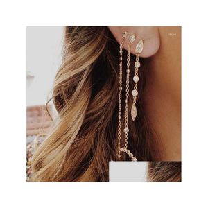 Boucles D'oreilles Tige 3 Couleurs Cubic Zirconia Cz Croissant De Lune Corne Pendentif Charme Lunette Longue Chaîne Gland Superbe Boucle D'oreille De Mode D Dhgarden Dhbi5