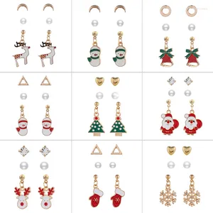 Boucles d'oreilles étalon 3 paires Noël Santa Claus Snowman Tree Elk Accessoires Couvroises femmes enfants bijoux GIF