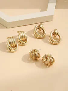 Boucles d'oreilles étalon 3 paires de cerceaux en couleur gold set métal pendation vintage cercle géométrique torsion pour femmes filles bijoux tendance cadeaux