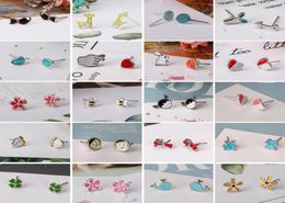 Boucles d'oreilles à clous, 30 sortes de cadeaux tendance pour femmes et filles, chats mignons, bière, baleine, girafes, fleurs, cœurs, géométrique, 2641546