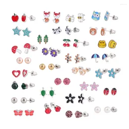 Boucles D'Oreilles 30 Paires Enfants Cerceau Filles Animal Goujons Femme Combinaison 0.9x0.8cm Bijoux En Acier Inoxydable Décor Accessoires Enfant