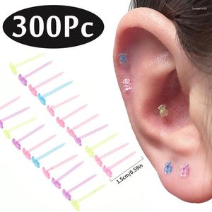 Boucles d'oreilles à clous en plastique Anti-allergie, 300 pièces/paquet, épingles à petit ours, bâton d'oreille coloré hypoallergénique, accessoires de bijoux pour femmes