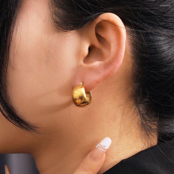 Pendientes de tuerca de acero inoxidable 316L para mujer, aro con bola hueca de Color dorado, joyería de diseñador de alta calidad a la moda 2023