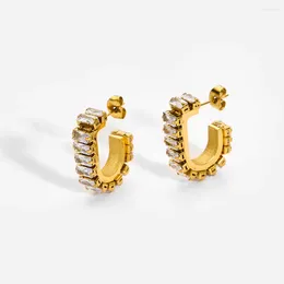 Boucles d'oreilles géométriques en acier inoxydable 316L, délicates zircones cubiques 3A pour femmes, bijoux étanches, cadeau