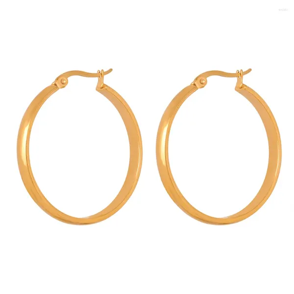 Boucles d'oreilles à clous en acier inoxydable 316L, bijoux géométriques brillants en forme de O pour femmes, accessoires tendance imperméables, vente en gros