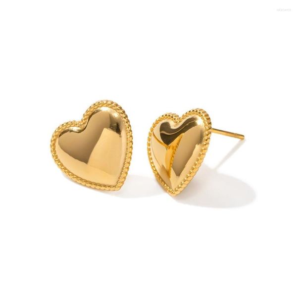 Pendientes de tuerca de acero inoxidable 316L con corazón brillante para mujer y niña, joyería que no se desvanece, regalo para mujer, fiesta