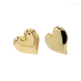 Boucles d'oreilles à clous en forme de cœur pour femmes et filles, grand dôme de 35mm, polies, bijoux simples et classiques à la mode