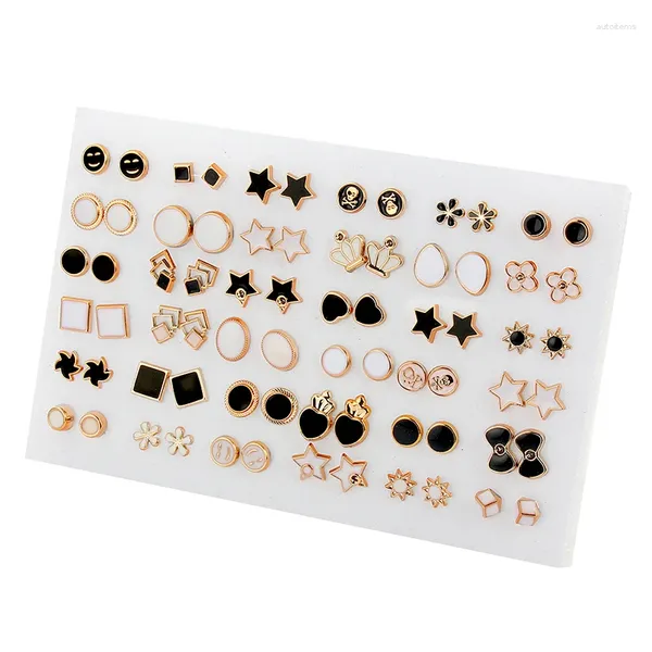 Boucles d'oreilles étalon 36 Paies Styles mixtes blancs noirs en émail noir en plastique animal géométrique ensemble pour les femmes bijoux filles cadeaux