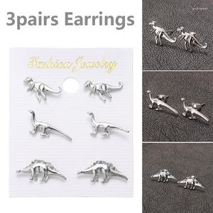 Boucles d'oreilles à clous en métal en forme de dinosaure, 3 paires, pour Couple, Punk, petit Animal, Dragon, breloque unisexe, Piercing