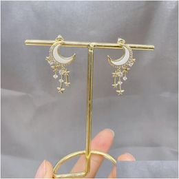Boucles d'oreilles 3 paires/lot fournitures conception Micro-incrusté Zircon pendentif étoile lune livraison directe bijoux Otbvi
