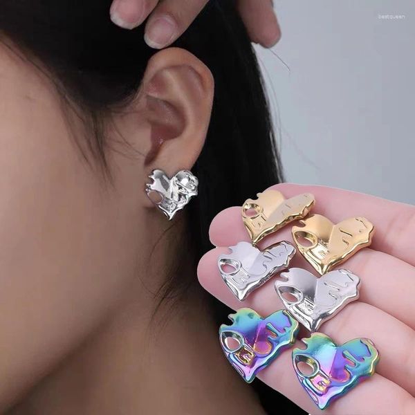 Boucles d'oreilles étalon 3 paires en acier inoxydable styles coréens lave liquide amour boucle d'oreille pour bricolage bricolage harajuku fille coeur pendant bijoux en vrac