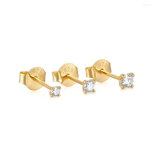 Pendientes de tuerca 3 unids/set pendiente de diamante de moissanita brillante para mujer Plata de Ley 925 hueso del oído Piercing del lóbulo de la oreja joyería