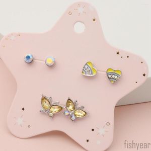 Boucles d'oreilles à tige 3 pièces/ensemble enfants dessin animé coeur papillon forme boucle d'oreille ensemble mélanger bijoux enfant filles