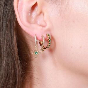 Stud -oorbellen 3 -koppige set European Style Exquisite Earring Geometrie Design Vrouwen Temperament mode Luxe ingelegde zirkoon oor sieraden