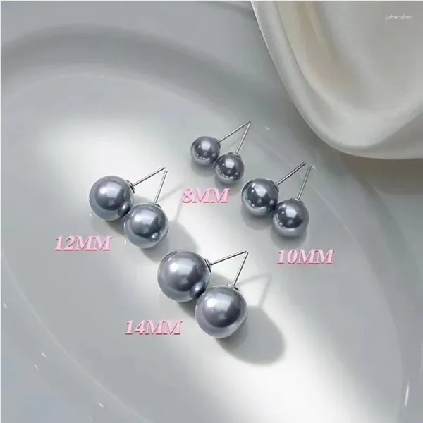 Boucles d'oreilles à clous pour femmes, 4 pièces, perles grises, marque de styliste, simplicité, mode, bijoux d'oreille, pour employés de bureau, Design Simple