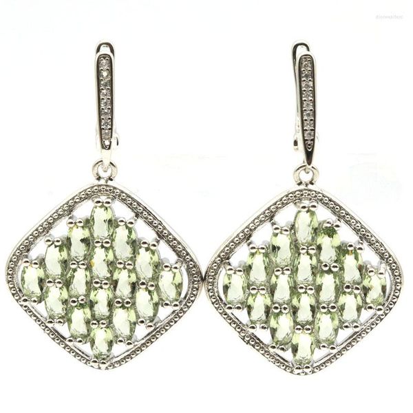 Boucles d'Oreilles Clous 43x26mm Améthyste Verte Délicate Coupe Fine Topaze Bleue Suisse Argent CZ Blanche