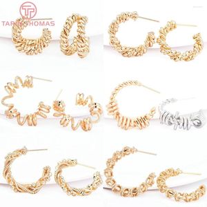 Boucles d'oreilles à tige (4571) 2 pièces en laiton couleur or 24 carats, plusieurs styles ronds torsadés de haute qualité, résultats de bijoux à faire soi-même, accessoires en gros