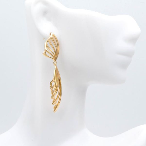 Boucles d'oreilles à tige en forme de queue de poisson en or, 4 pièces, avec 3 chevilles en perles, laiton plaqué 18 carats, délicat (GB-2767)