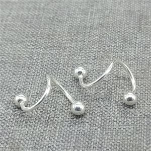 Boucles d'oreilles à tige en argent Sterling 4prs, fils d'oreille en forme de S avec extrémité sphérique filetée, boucle d'oreille à vis en fil torsadé 925